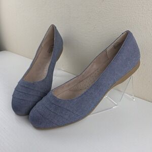 Cliffs by White Mountain Ballet Flat Clara Blue Denim Fabric Shoe Womens Sz 11 M